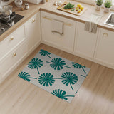 Blue and Teal Teal Palm Frond Coastal Area Rug