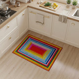 Vibrant Rainbow Concentric Frames Geometric Area Rug