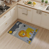 Cute Yellow Lion Night Sky Kids Area Rug