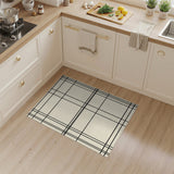 Beige Grid Washable Area Rug