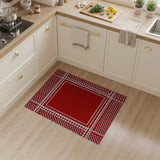 Red Houndstooth Geometric Area Rug
