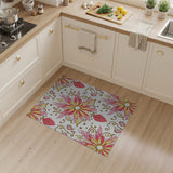 Vibrant Pink Yellow Floral Medallion Rug