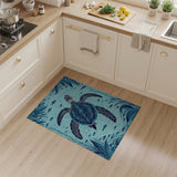 Teal Sea Turtle Underwater Area Rug