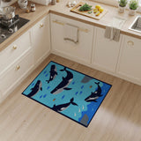 Playful Cartoon Whales Ocean Area Rug