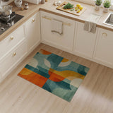 Vibrant Geometric Orange Teal Area Rug