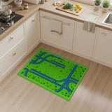 Green Kids Cartoon Road Adventure Play Rug