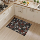Geometric Grey Red Block Modern Area Rug