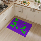 Purple Rug with Bold Green Geometric Blocks