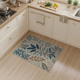 Teal Leaf Floral Botanical Area Rug