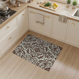 Vintage Brown Damask Floral Area Rug