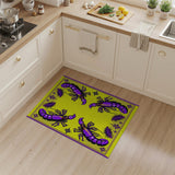 Purple Scorpion Motif Yellow Area Rug