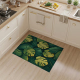 Green Lush Variegated Monstera Leaf Green Area Rug