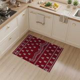 Red Gingerbread Houses Tribal Pattern Rug