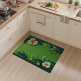 Lush Green Hibiscus Floral Area Rug
