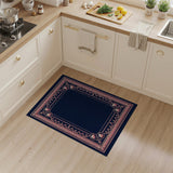 Pink Ornate Scallop Border Navy Area Rug