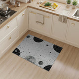 Black White Cosmic Galaxy Area Rug with Rocket