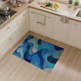 Abstract Blue Wave Area Rug