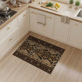 Tan Leopard Print Rug with Persian Borders