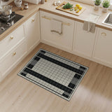 Modern Grid Geometric Black White Area Rug