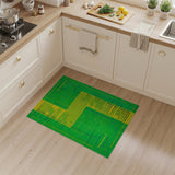 Vibrant Green Geometric Area Rug with Yellow Grid