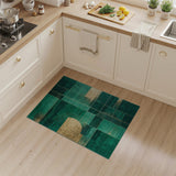 Emerald Green Geometric Abstract Area Rug with Gold Accents