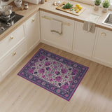 Pink Floral Persian Area Rug with Navy Border