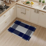 Navy Blue White Checkered Distressed Area Rug