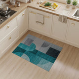 Blue and Teal Teal Geometric Abstract Area Rug