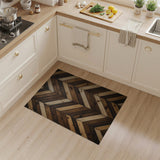 Rustic Herringbone Wood Plank Area Rug