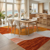 ODIKA Warm Orange Abstract Wave Area Rug