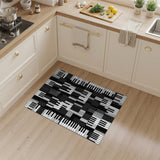 Black and White Piano Keys Black White Geometric Area Rug