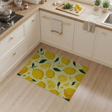 Zesty Lemon Slices Leaves Area Rug