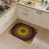 Yellow Sunflower Mandala Area Rug on Purple