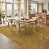 Golden Wave Abstract Area Rug