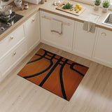 Orange Basketball Pixel Area Rug