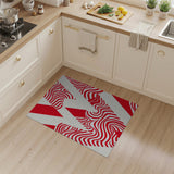 Red Geometric Modern Bold Red Wavy Geometric Area Rug