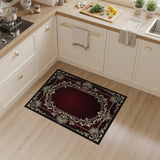 Ornate Red Ivory Floral Border Area Rug