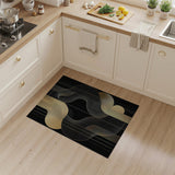 Gold Wave Abstract Geometric Area Rug