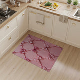 Whimsical Pink Satin Bow Lattice Shag Rug