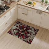 Radiant Red Floral Mandala Area Rug
