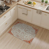 Vintage Orange Swirl Floral Area Rug