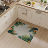 Tropical Palm Leaf and Hibiscus Border Rug