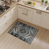 Distressed Grey Southwestern Geometric Area Rug
