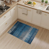 Distressed Blue Grey Striped Area Rug