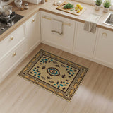 Beige Southwestern Area Rug with Teal Leaves