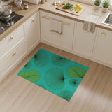 Teal Green Palm Frond Coastal Area Rug