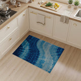 Blue Tie-Dye Wave Abstract Area Rug