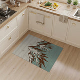 Teal Mountains Rustic Wood Plank Area Rug