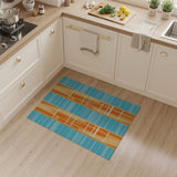 Modern Geometric Striped Area Rug in Blue Teal Orange