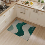 Teal Wave Distressed Area Rug